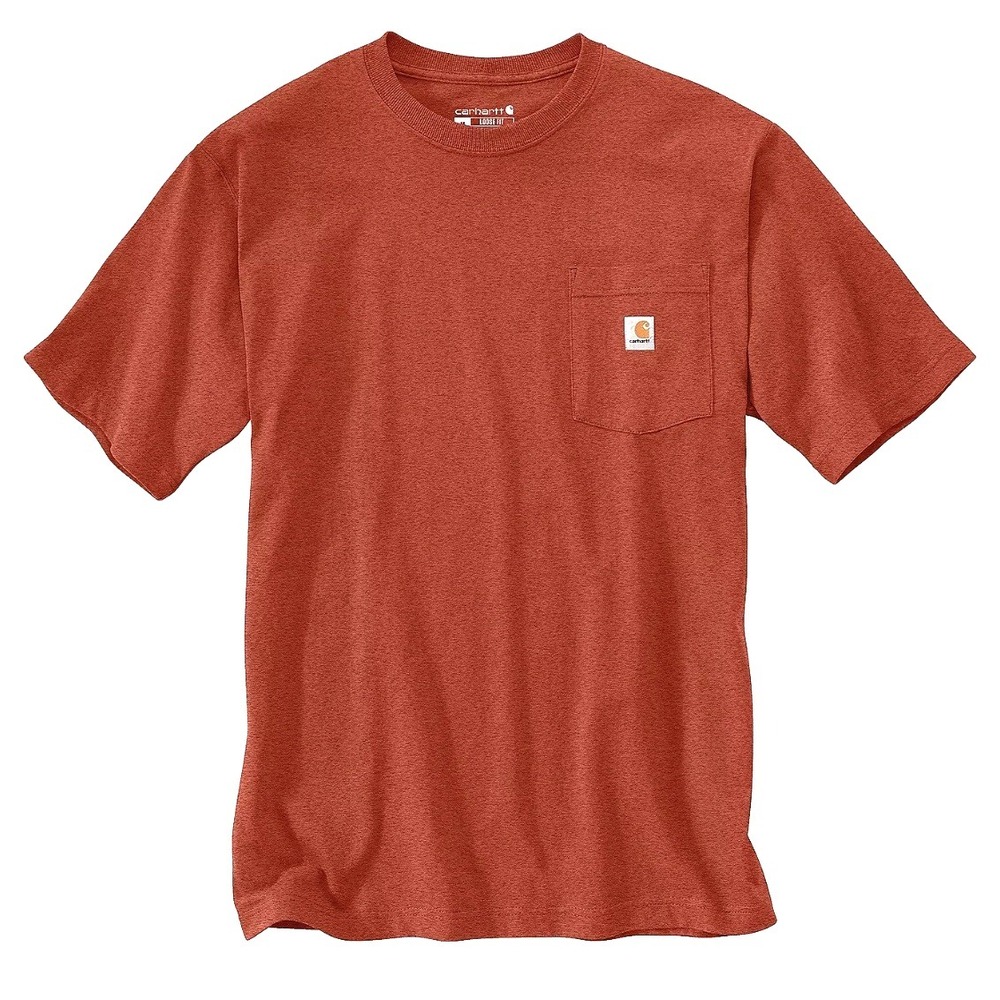 Carhartt Men T-Shirt Loose Short Sleeve Heavyweight Pocket Homestead Red Large - Picture 2 of 4